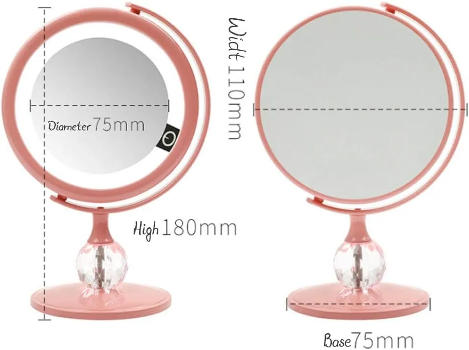 REDSHORE Portable LED Makeup Mirror,Folding Rechargeable USB Light Beauty Mirror,Cosmetic Mirrors for Home Tabletop Bathroom Shower Dormitory (White)