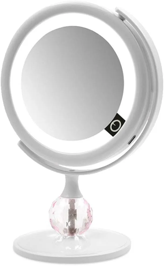 REDSHORE Portable LED Makeup Mirror,Folding Rechargeable USB Light Beauty Mirror,Cosmetic Mirrors for Home Tabletop Bathroom Shower Dormitory (White)