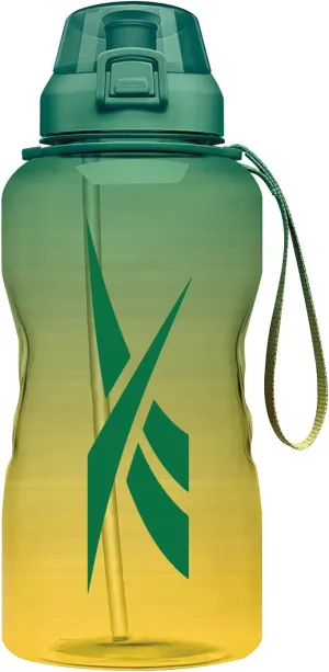 Reebok Premium Plastic Sports Water Bottle, BPA Free | Ideal for Camping, Sports, Gym and Outdoor Activities (64 oz, Green/Yellow)