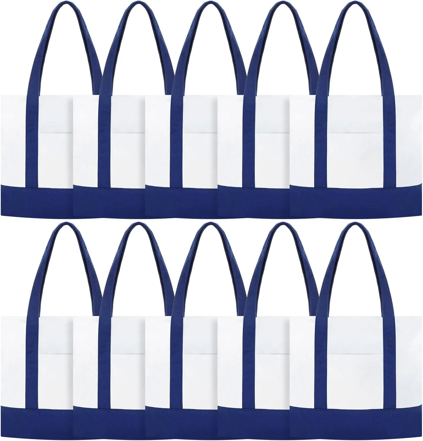 Reginary 10 Pack Large Canvas Tote Bag Bulk, Reusable Natural Plain Cotton Tote for DIY Multipurpose