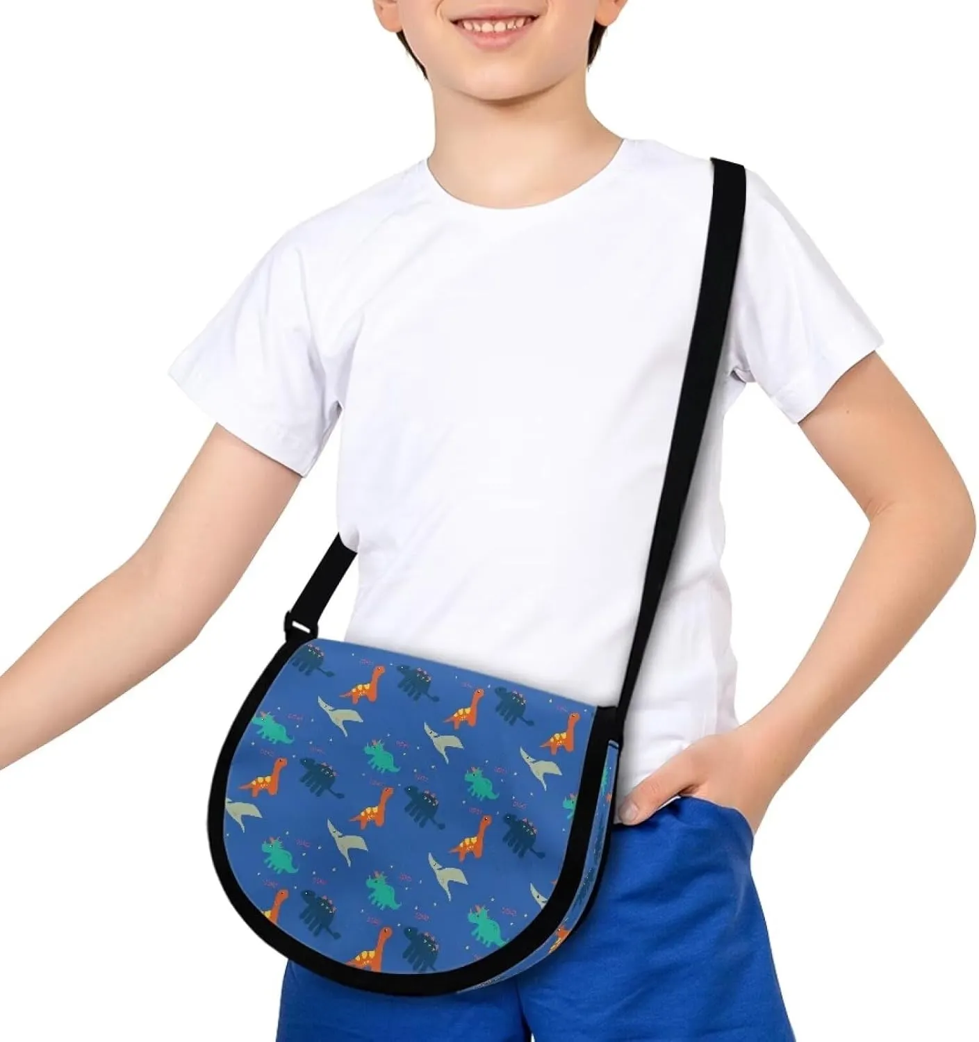 Renewold Dinosaur Print Crossbody Purse for Kids Crossbody Cross Body Handbags Cell Phone Wallet Cards Shoulder Bag with Adjustable Strap Messenger Bags Portable for Trip Running School