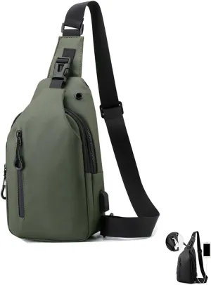 Reposaltrust Waterproof Shoulder Bag,Shoulder Bag with USB,Waterproof Shoulder Bag for Men,Men Crossbody Bags