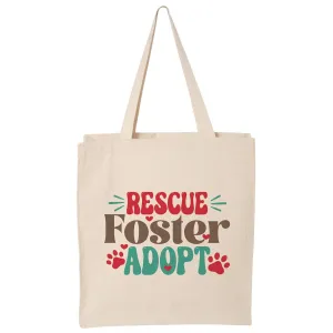 Rescue Dog Collection Canvas Tote Bag, Summer Beach Bag, Carryall Bookbag (Rescue Foster Adopt)