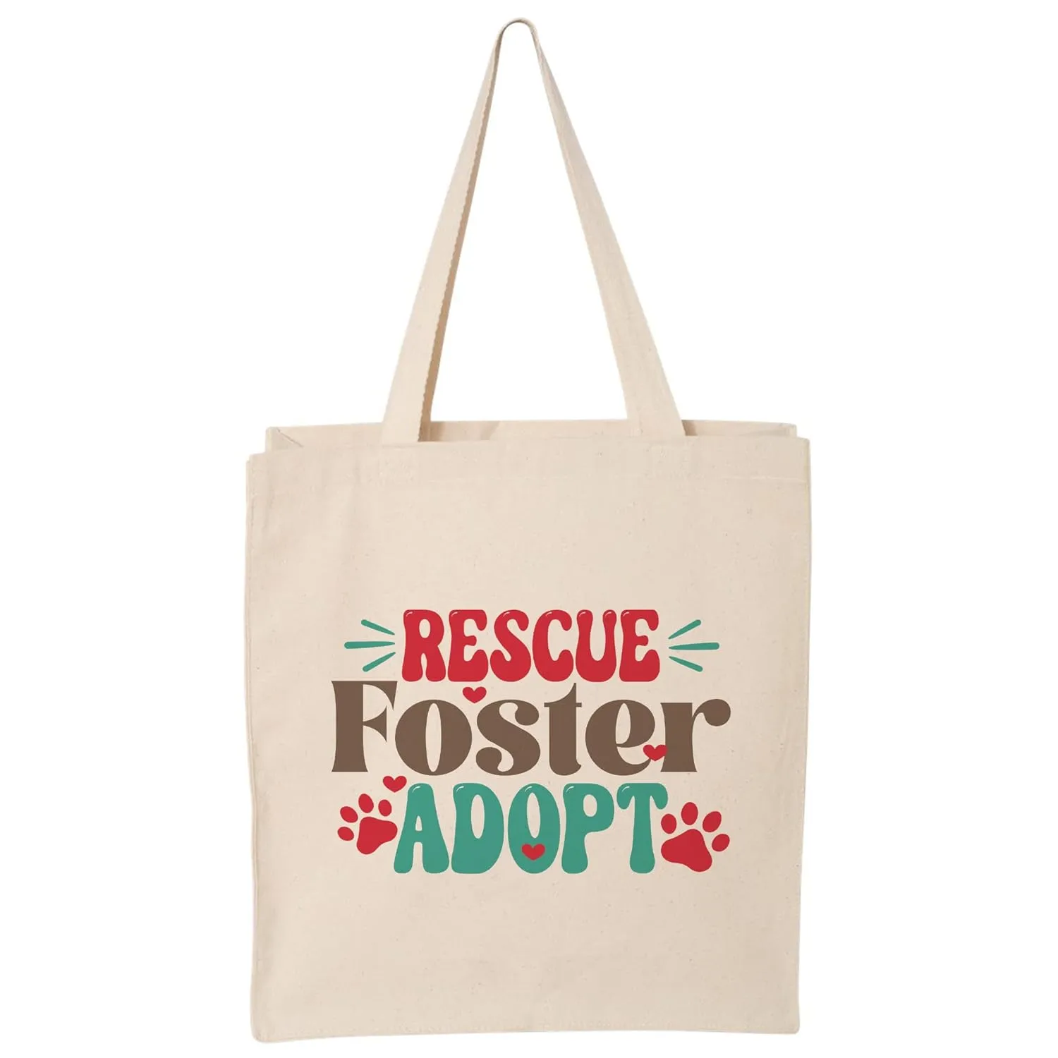 Rescue Dog Collection Canvas Tote Bag, Summer Beach Bag, Carryall Bookbag (Rescue Foster Adopt)