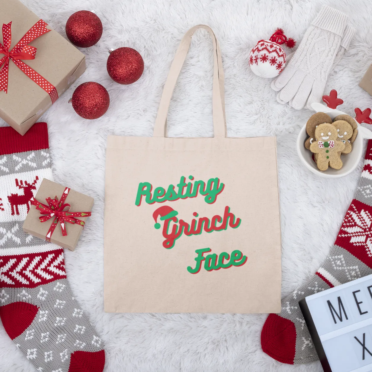 Resting Grinch Face Tote