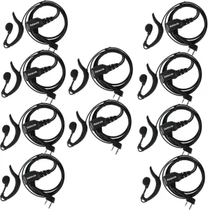 Retevis Walkie Talkie Earpiece with Mic,Volume Adjust,G Shape, for RT22 RT68 RT21 H-777 H-777S RT86,Compatible with Baofeng UV-5R 888S pxton Kenwood Two Way Radios,2 Way Radio Earpiece 2 Pin(10 Pack)