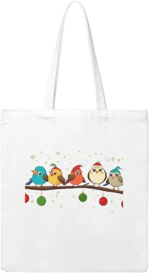 Reusable Heavy-Duty Canvas Tote Bag, Cute Christmas Owls on Branch handbag 15.75x13.87 Inch, Large Eco-Friendly Shopping Tote for Travel, Gym, Gifts, Machine Washable