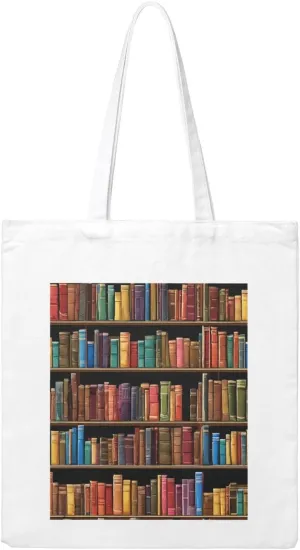 Reusable Heavy-Duty Canvas Tote Bag, Library Bookshelf handbag 15.75x13.87 Inch, Large Eco-Friendly Shopping Tote for Travel, Gym, Gifts, Machine Washable