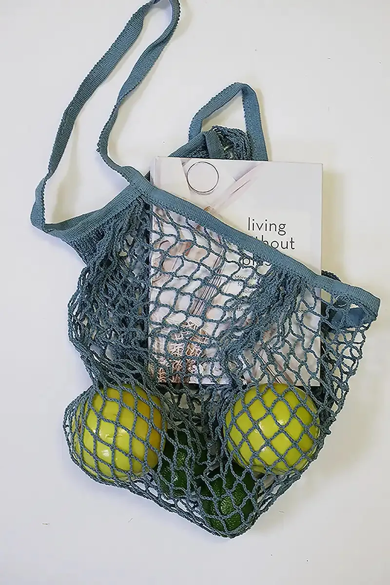 Reusable Shopping Mesh Market bag in Blue