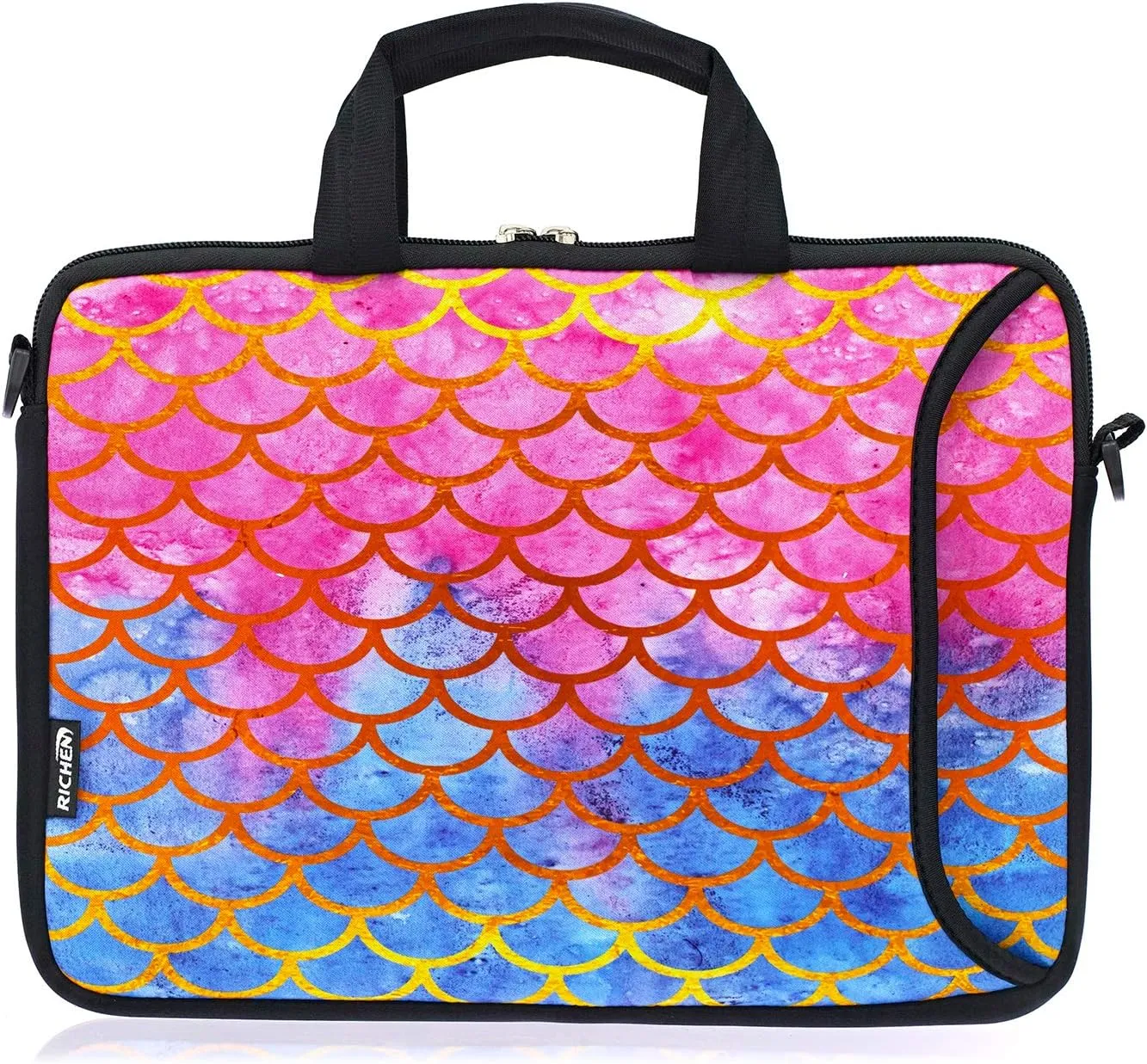 RICHEN 10 inch Messenger Bag Carrying Case Sleeve with Handle Accessory Pocket Fits 7 to 10-Inch Laptops/Notebook/Kids Tablet (7-10.2 inch, Mermaid Scale)