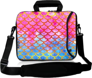 RICHEN 10 inch Messenger Bag Carrying Case Sleeve with Handle Accessory Pocket Fits 7 to 10-Inch Laptops/Notebook/Kids Tablet (7-10.2 inch, Mermaid Scale)