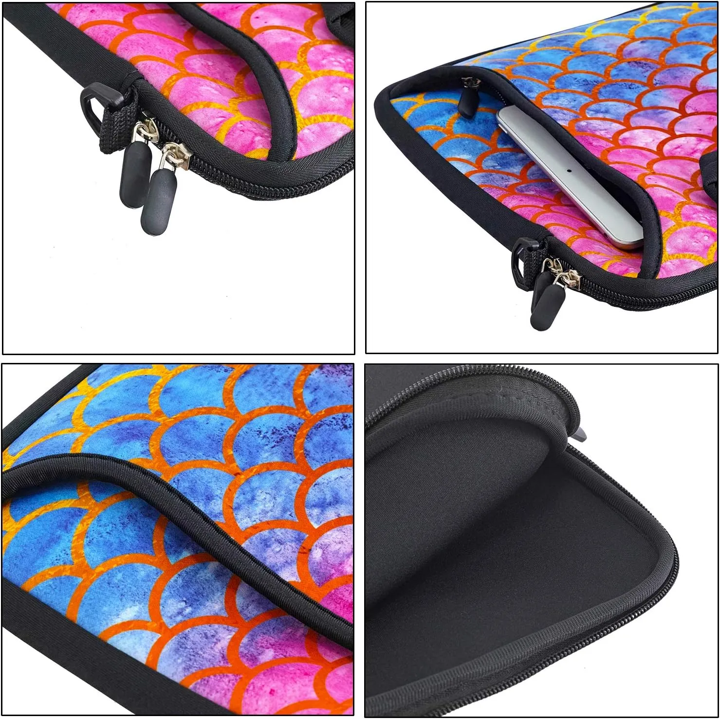 RICHEN 10 inch Messenger Bag Carrying Case Sleeve with Handle Accessory Pocket Fits 7 to 10-Inch Laptops/Notebook/Kids Tablet (7-10.2 inch, Mermaid Scale)