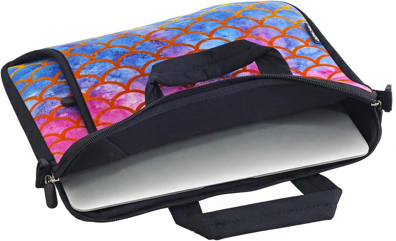 RICHEN 10 inch Messenger Bag Carrying Case Sleeve with Handle Accessory Pocket Fits 7 to 10-Inch Laptops/Notebook/Kids Tablet (7-10.2 inch, Mermaid Scale)