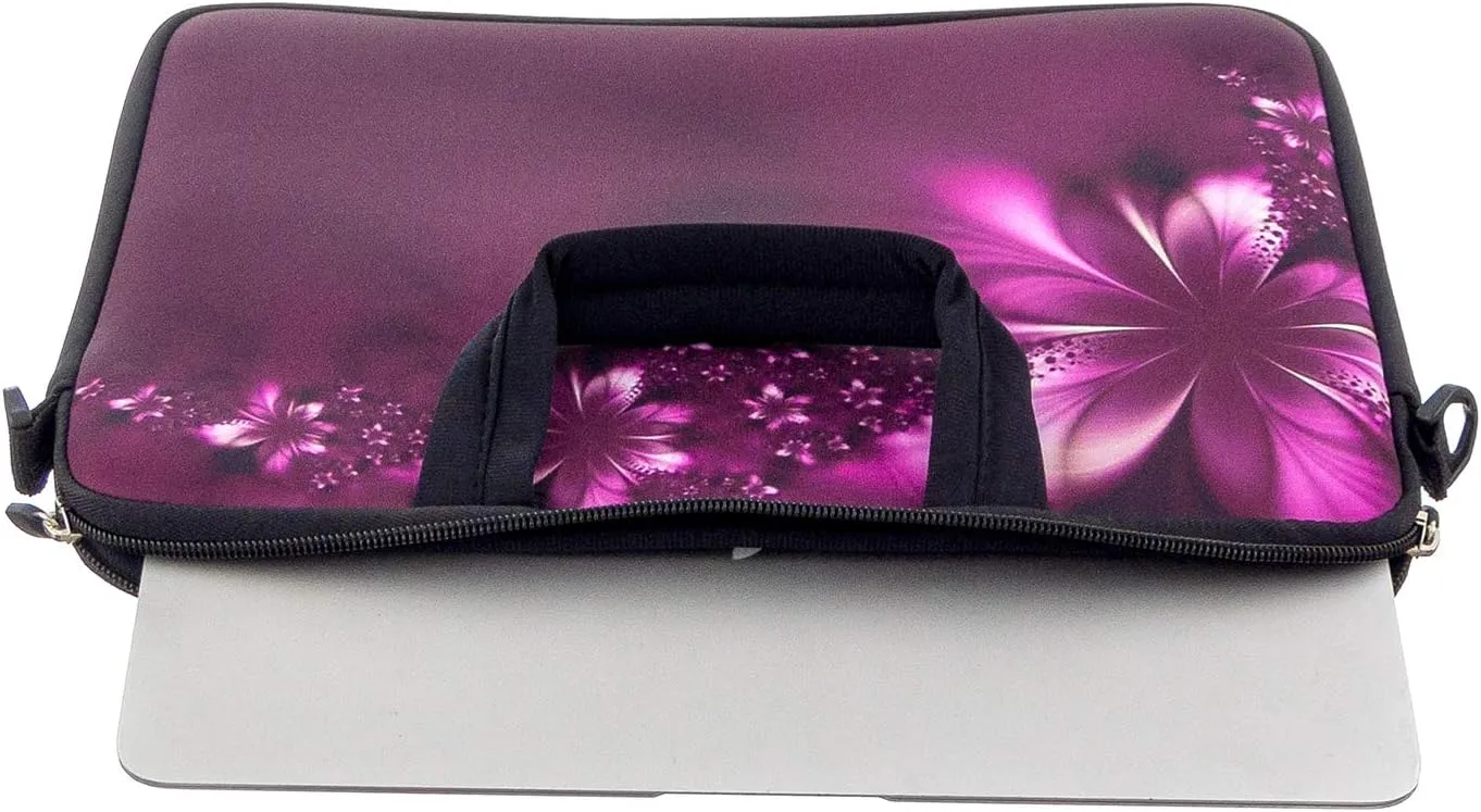 RICHEN 11 11.6 12 12.5 13 inches Case Laptop/Chromebook/Notebook PC Messenger Bag Tablet Travel Case Neoprene Handle Sleeve with Shoulder (11-13.3 inch, Flowers)