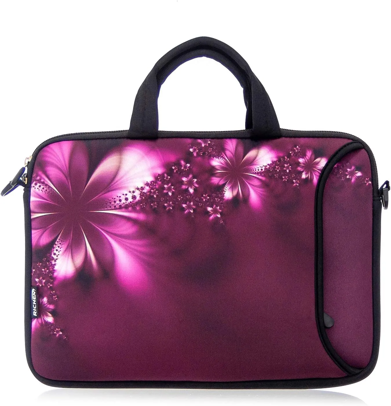 RICHEN 11 11.6 12 12.5 13 inches Case Laptop/Chromebook/Notebook PC Messenger Bag Tablet Travel Case Neoprene Handle Sleeve with Shoulder (11-13.3 inch, Flowers)