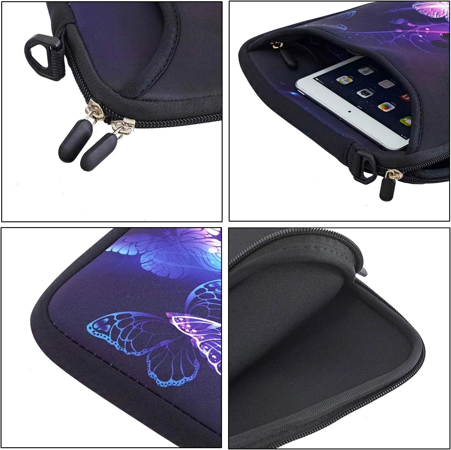 RICHEN 14 15 15.4 15.6 inch Laptop Shoulder Bag Notebook Handle Sleeve Neoprene Soft Carrying Travel Case with Accessories Pocket (14-15.6 inch, Butterflies)