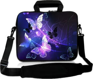 RICHEN 14 15 15.4 15.6 inch Laptop Shoulder Bag Notebook Handle Sleeve Neoprene Soft Carrying Travel Case with Accessories Pocket (14-15.6 inch, Butterflies)