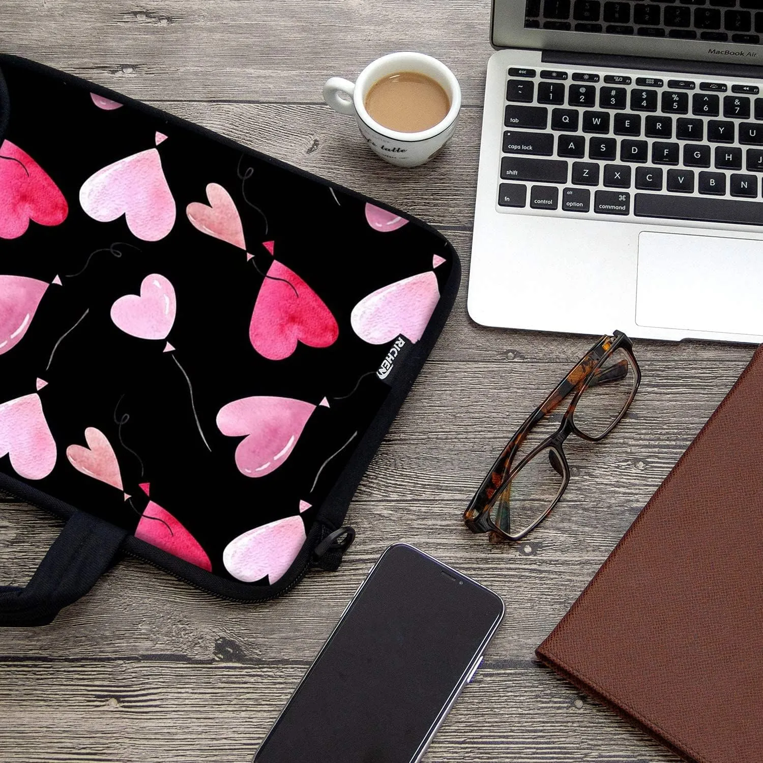 RICHEN 17 inch Laptop Shoulder Bag Carrying Case with Handle Fits 15.6/16/17/17.3/17.4 inch Laptop Notebook (16-17.3 inch, Pink Hearts)