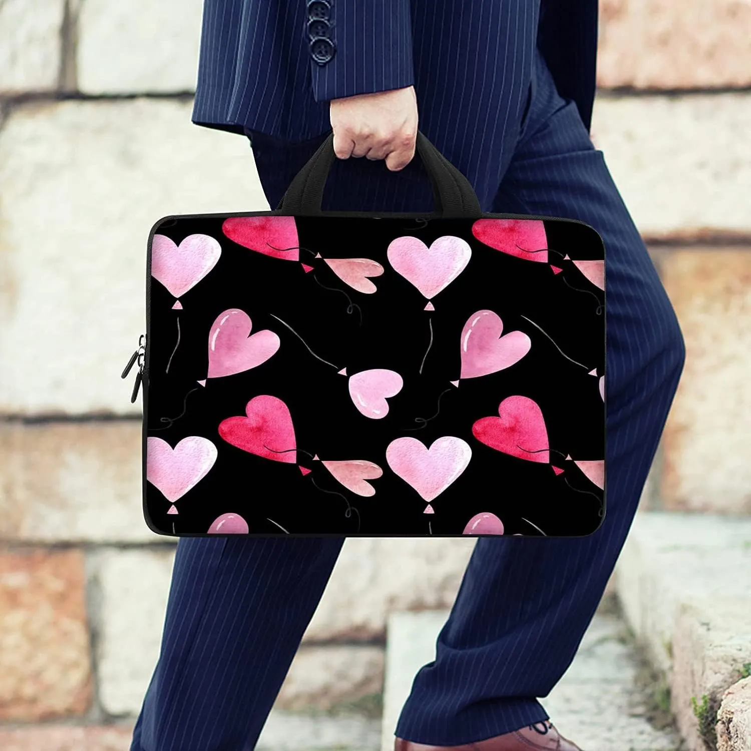 RICHEN 17 inch Laptop Shoulder Bag Carrying Case with Handle Fits 15.6/16/17/17.3/17.4 inch Laptop Notebook (16-17.3 inch, Pink Hearts)