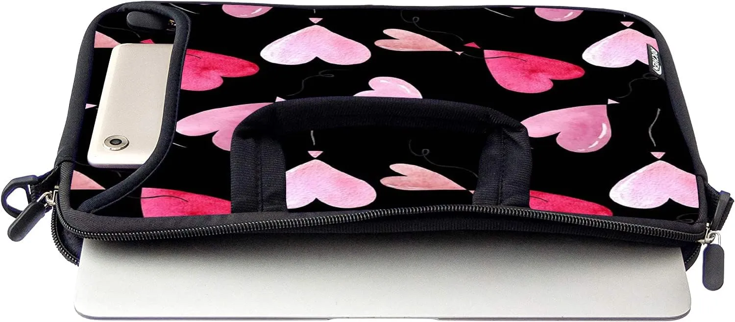 RICHEN 17 inch Laptop Shoulder Bag Carrying Case with Handle Fits 15.6/16/17/17.3/17.4 inch Laptop Notebook (16-17.3 inch, Pink Hearts)