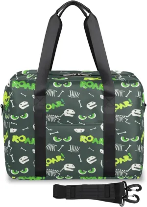 Roar Dinosaur Weekender Bag, Waterproof Travel Duffel Bags, Overnight Bags for Women, Duffel Bag with Trolley Sleeve, For Men Travel Business Gym Gift