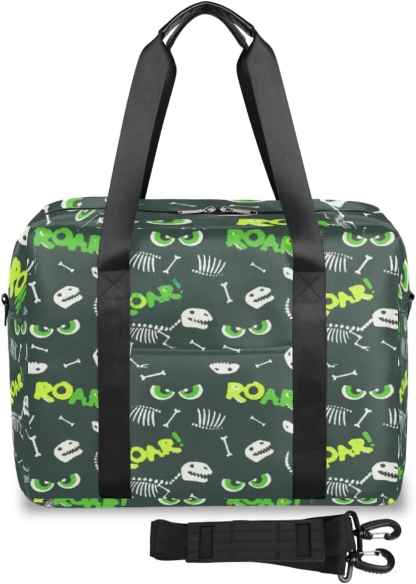 Roar Dinosaur Weekender Bag, Waterproof Travel Duffel Bags, Overnight Bags for Women, Duffel Bag with Trolley Sleeve, For Men Travel Business Gym Gift