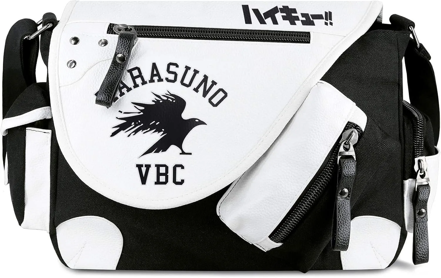Roffatide Anime Haikyuu Messenger Bag Canvas Crossbody Bag Flap Synthetic Leather Print Shoulder Bag Satchel School Bag