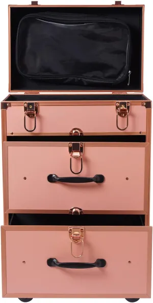 Rolling Makeup Case, 3-tier Professional Makeup Case with Wheels, Cosmetic Trolley for Travel, Salon Makeup Organizer Artist Storage, Maximum Load 110.3lbs, Suitable for Hairdresser, Nail Technician