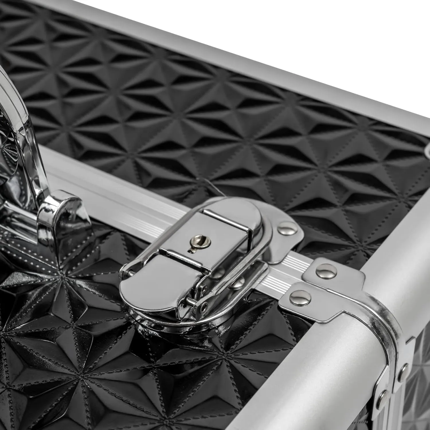 Rolling Makeup Case with Drawer Cosmetic Trolley 3 Tier Travel Cosmetic Organizer on Wheels Salon Barber Case for Makeup Artist Tattooist Nail Tech Hairstylists (Black Silver)
