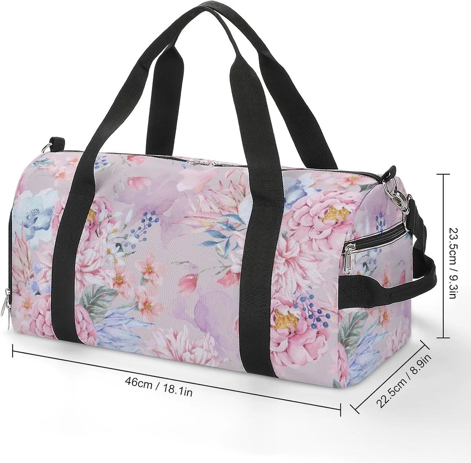 Rose-blooming-flowers Sports Tote Gym Bag for Women Men, Overnight Bag with Shoe Compartment Water Resistant