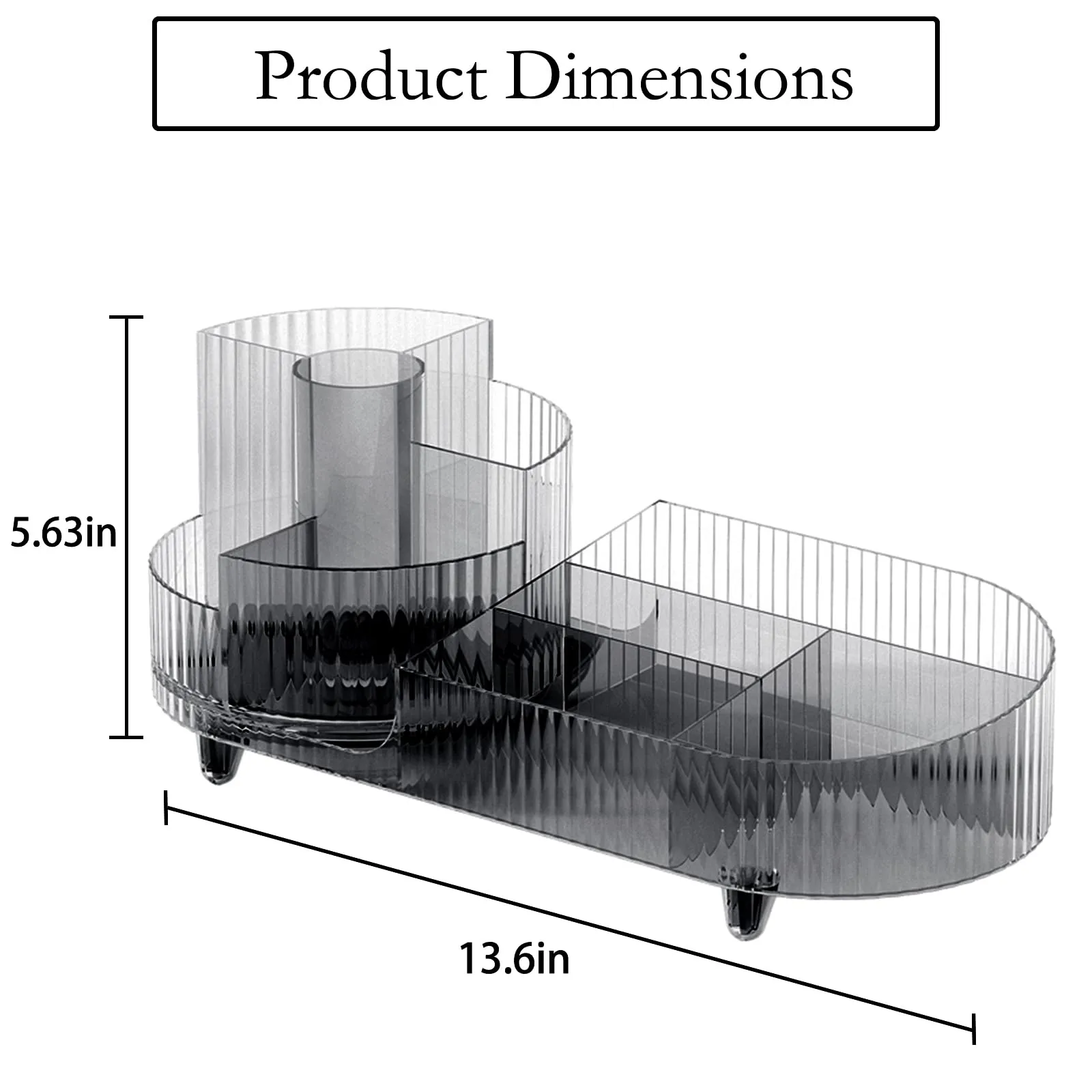 Rotating Makeup Organizer for Vanity with Brush Holder, Cosmetic Makeup Storage Organizer, Large Spinning Makeup Skincare Organizer, Countertop Makeup Perfume, Lotions Display Case (Transparent Black)