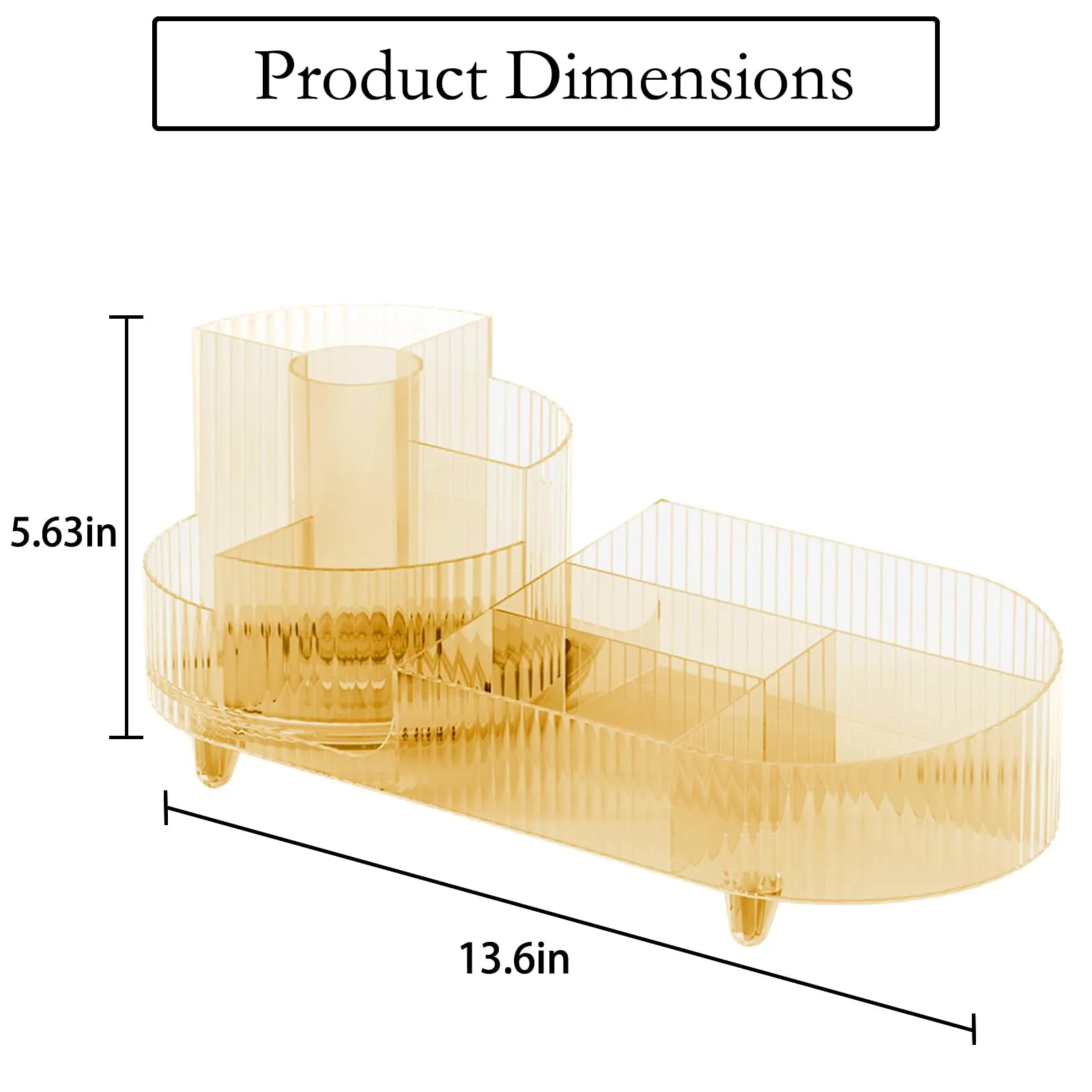 Rotating Makeup Organizer for Vanity with Brush Holder, Cosmetic Makeup Storage Organizer, Large Spinning Makeup Skincare Organizer, Countertop Makeup Perfume, Lotions Display Case (Transparent Gold)