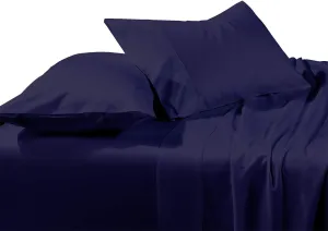 Royal Tradition Solid Brushed Microfiber Top-Split-King Sheets Set for Adjustable Flex Head Beds, Navy