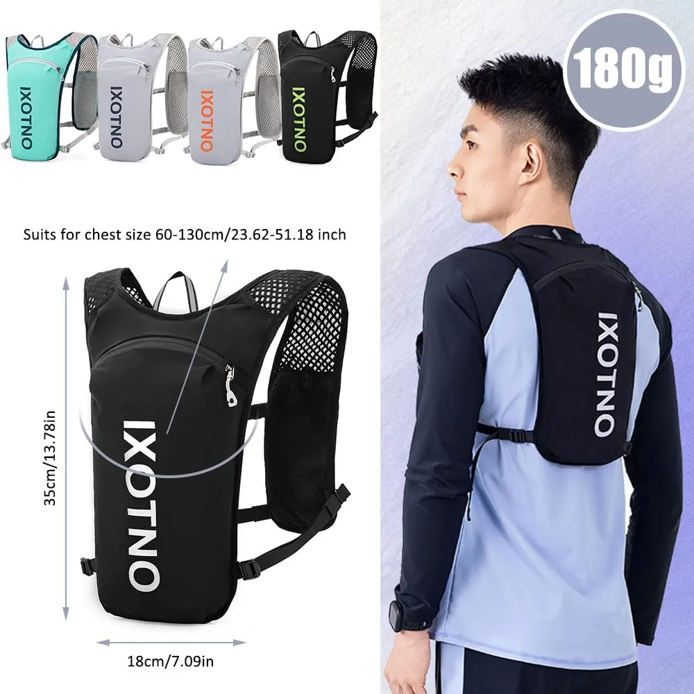 Running Hydration Vest Backpack, 5L Lightweight Running Vest Backpack, Adjustable Chest Straps Running Hydration Vest, with Water Bladder Bag/Soft Flask