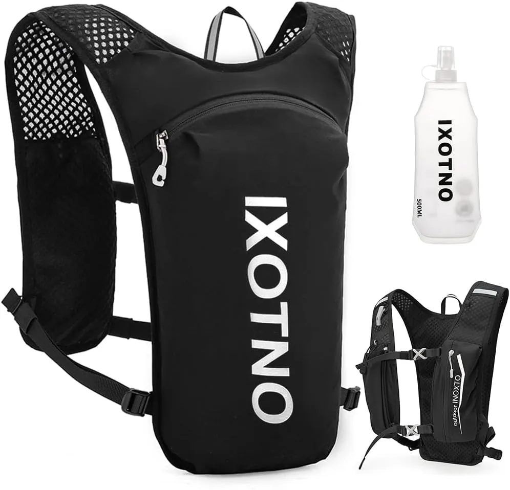 Running Hydration Vest Backpack, 5L Lightweight Running Vest Backpack, Adjustable Chest Straps Running Hydration Vest, with Water Bladder Bag/Soft Flask