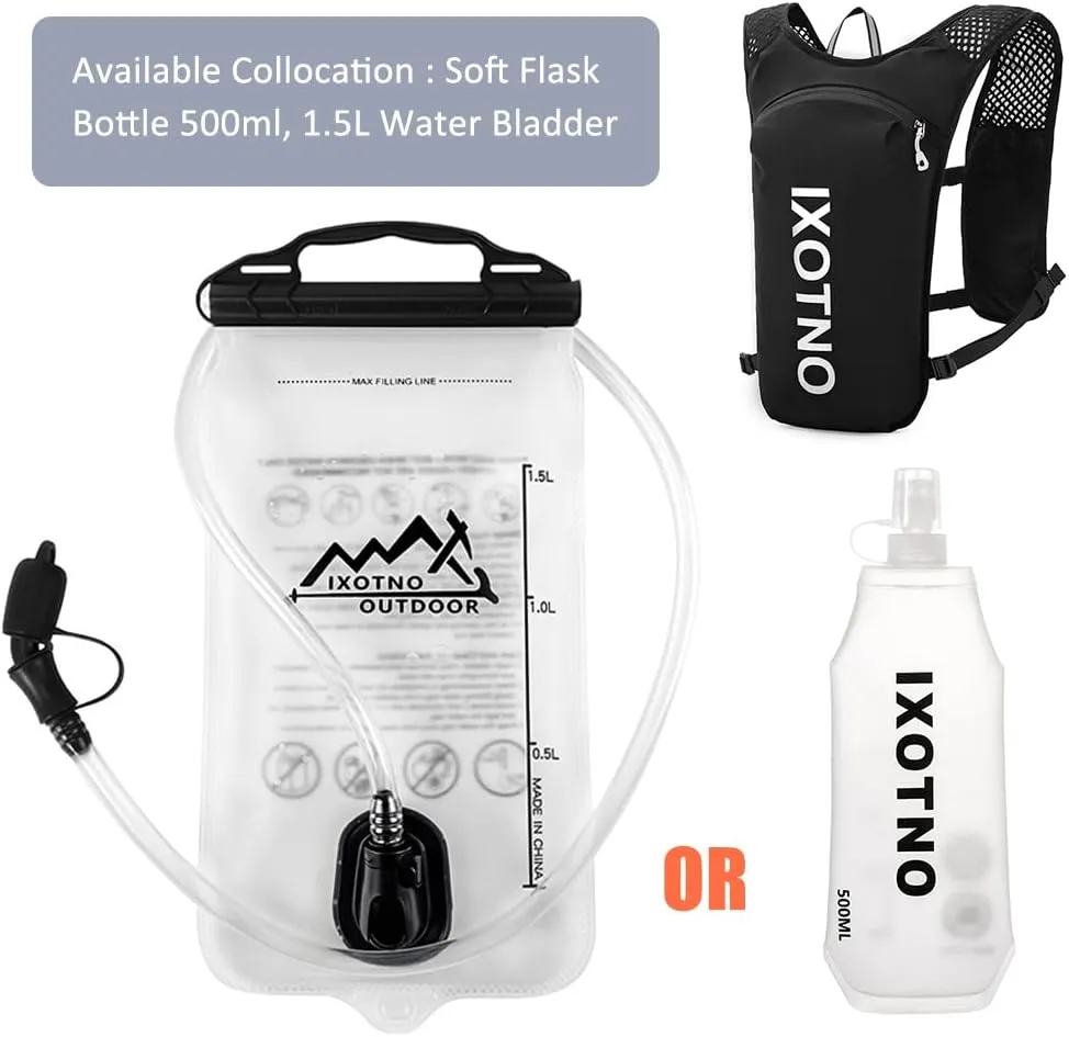 Running Hydration Vest Backpack, 5L Lightweight Running Vest Backpack, Adjustable Chest Straps Running Hydration Vest, with Water Bladder Bag/Soft Flask