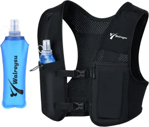 Running Vest for Women & Men, Adjustable Elasticated Sternum Straps Vest with 500ml Soft Flask, Fast and Free Reflective Running Vest, Designed for Running Marathon Trail Race Jogging Cycling