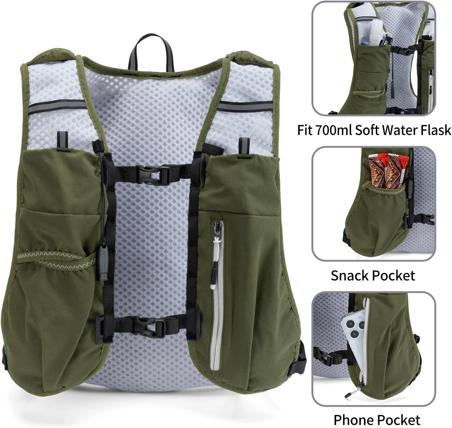 Running Vest for Women and Men Lightweight Hydration Backpack Pack with 1.5L Water Bladder Bag Running Gear Accessories for Hiking Trail Cycling Marathon