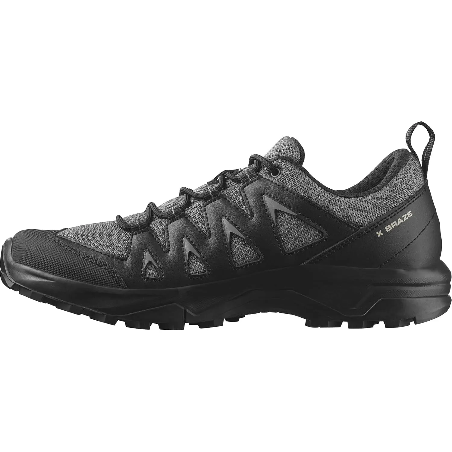Salomon Men's X BRAZE Hiking Shoes for Men, Pewter / Black / Feather Gray,10