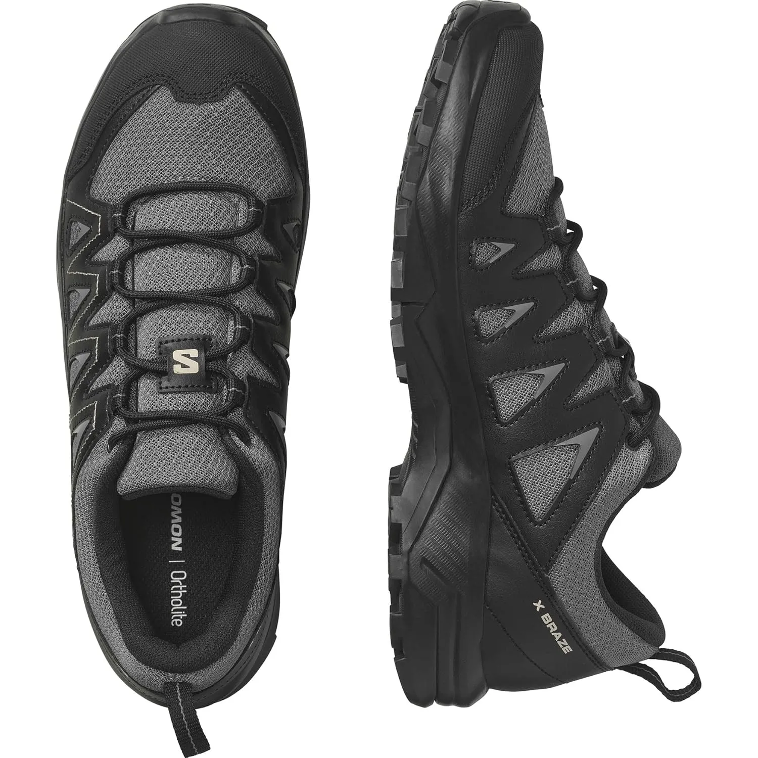 Salomon Men's X BRAZE Hiking Shoes for Men, Pewter / Black / Feather Gray,10