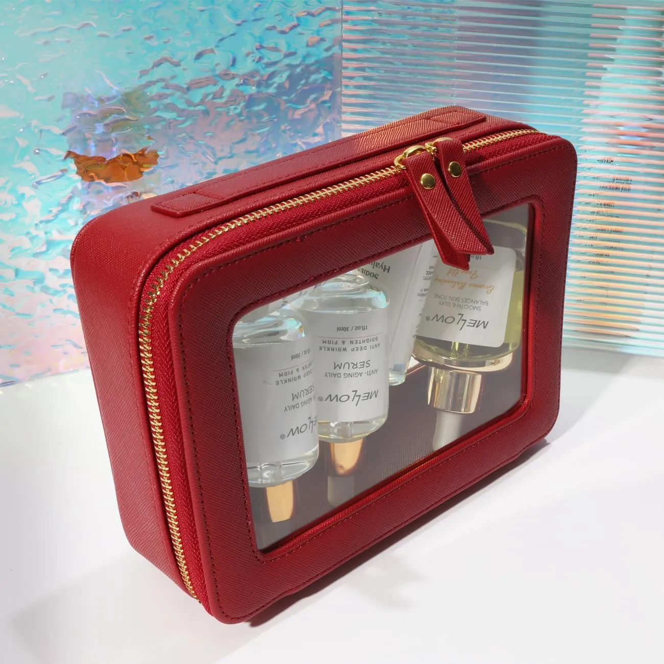 SANHECUN Toiletry bag waterproof cosmetic organizer with handle lagre opening for travelling