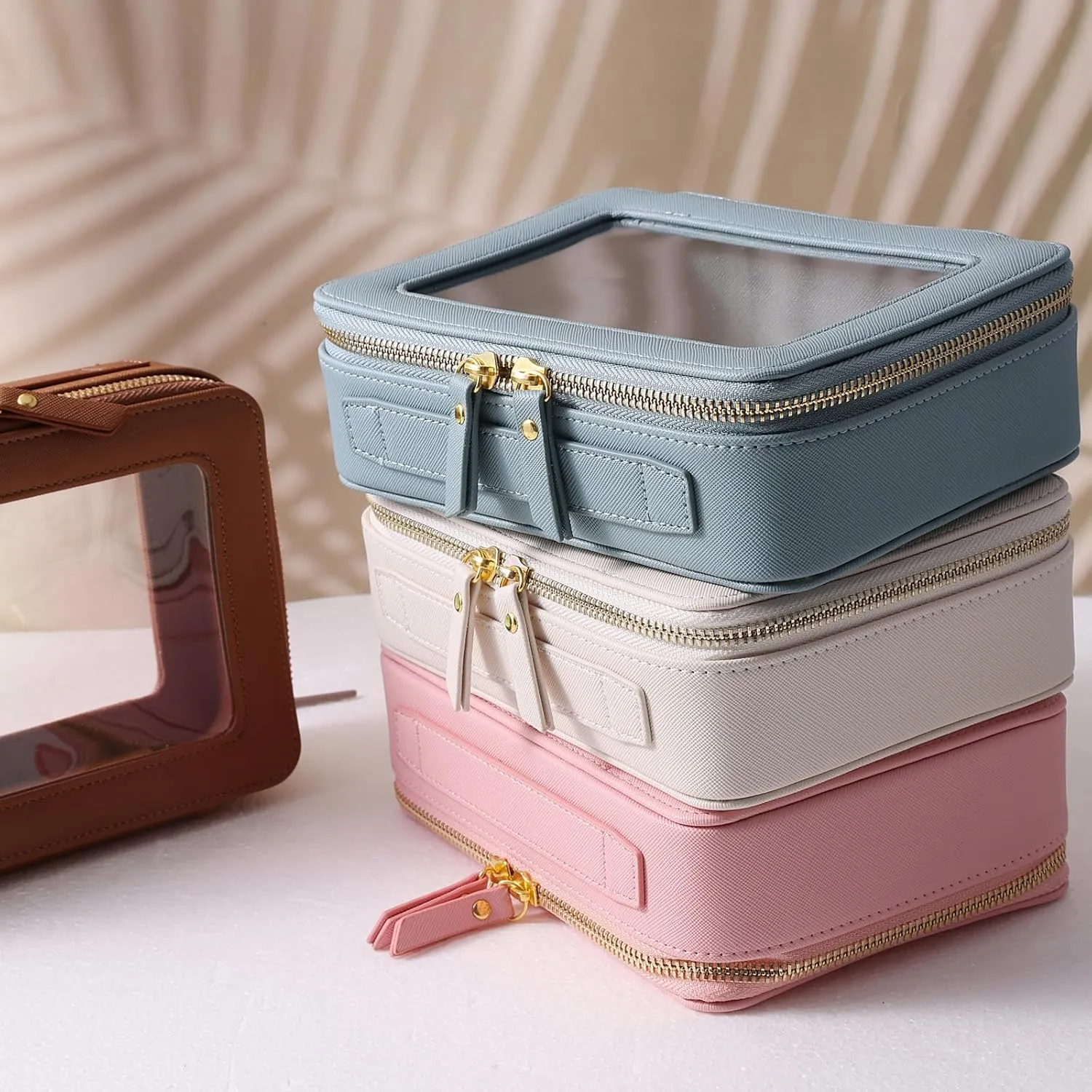 SANHECUN Toiletry bag waterproof cosmetic organizer with handle lagre opening for travelling