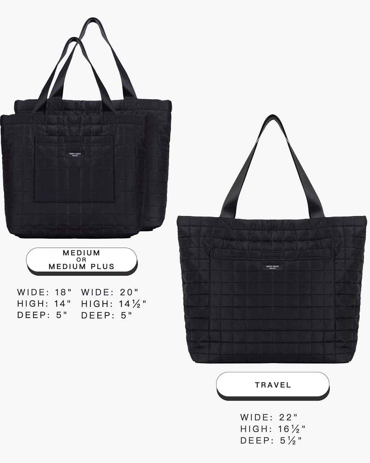 SATINSAINT Large Tote Travel Bag for Women, Lightweight Quilted Carry-All Shoppers Tote for Travel, Work, Gym and Casual Use