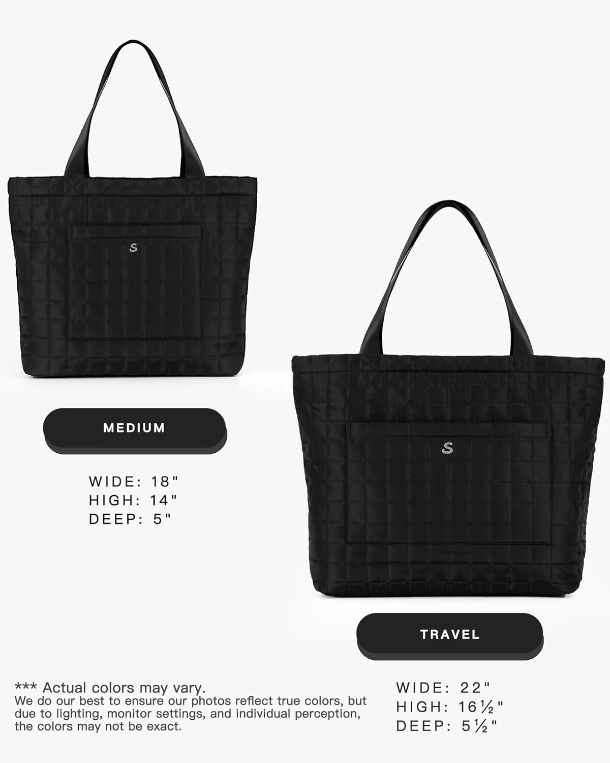 SATINSAINT Large Tote Travel Bag for Women with Zipper, Quilted Carry-All Shoppers Tote for Travel, Work, Gym and Casual Use