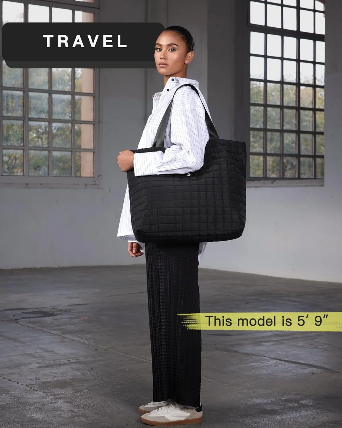 SATINSAINT Large Tote Travel Bag for Women with Zipper, Quilted Carry-All Shoppers Tote for Travel, Work, Gym and Casual Use