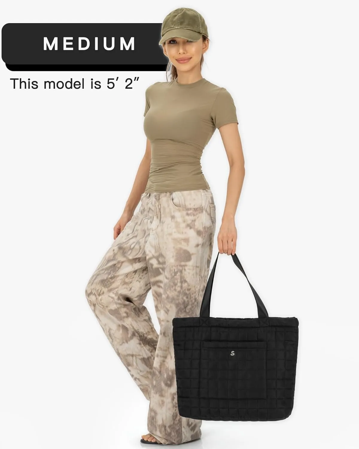 SATINSAINT Large Tote Travel Bag for Women with Zipper, Quilted Carry-All Shoppers Tote for Travel, Work, Gym and Casual Use