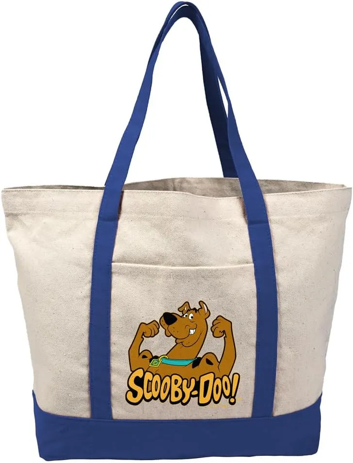 Scooby-Doo! Flex Canvas Tote Bag With External Pocket, Reusable Shoulder Bag for Shopping, Beach, Royal