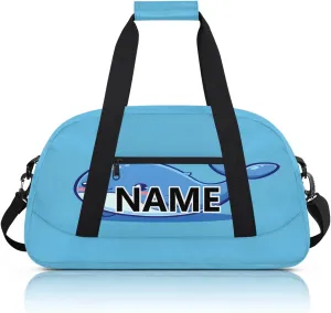 Sea Fish Whales Custom Small Gym Bag 18 inch for Women Men Personalized Cute Whales Carry On Overnight Weekender Bag for Travel Work Dance Sport