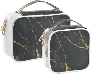 senya Toiletry Bags Dark Grey Marble, Clear Makeup Organizing Bag for Women Men, Waterproof Makeup Bag Travel Cosmetic Bags for Bathroom, Business, Vacation - 2 Pack