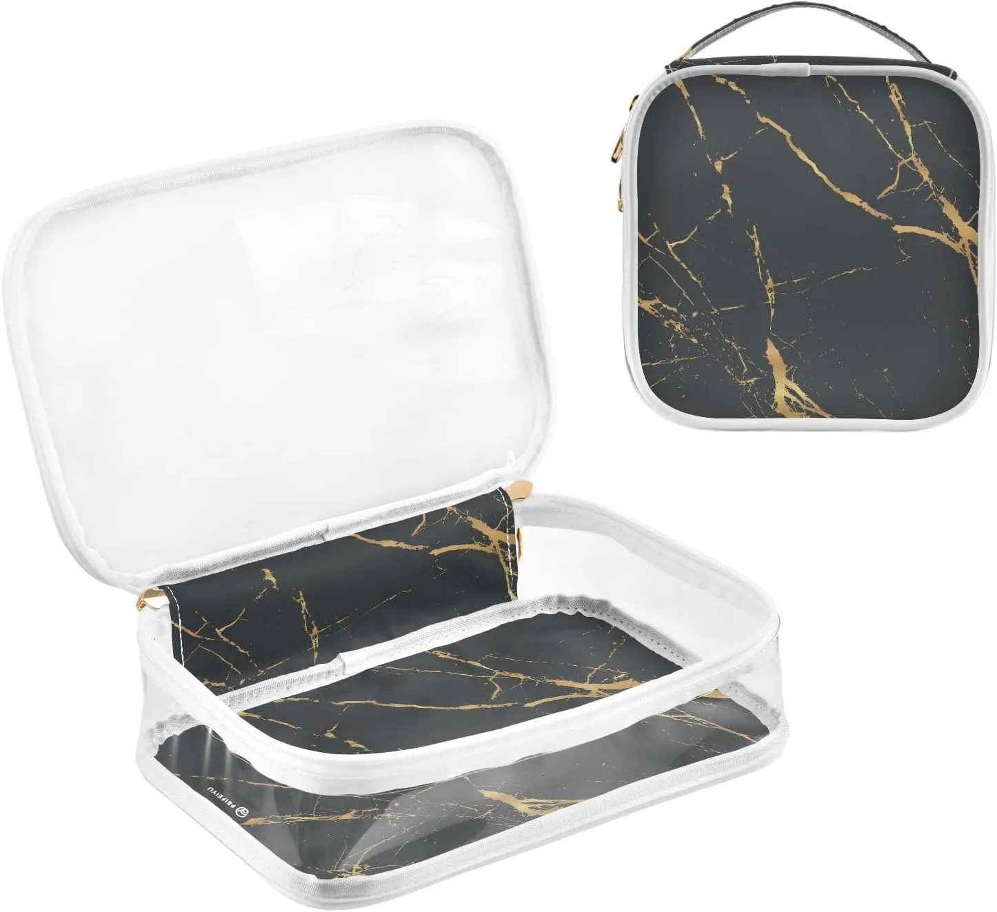 senya Toiletry Bags Dark Grey Marble, Clear Makeup Organizing Bag for Women Men, Waterproof Makeup Bag Travel Cosmetic Bags for Bathroom, Business, Vacation - 2 Pack
